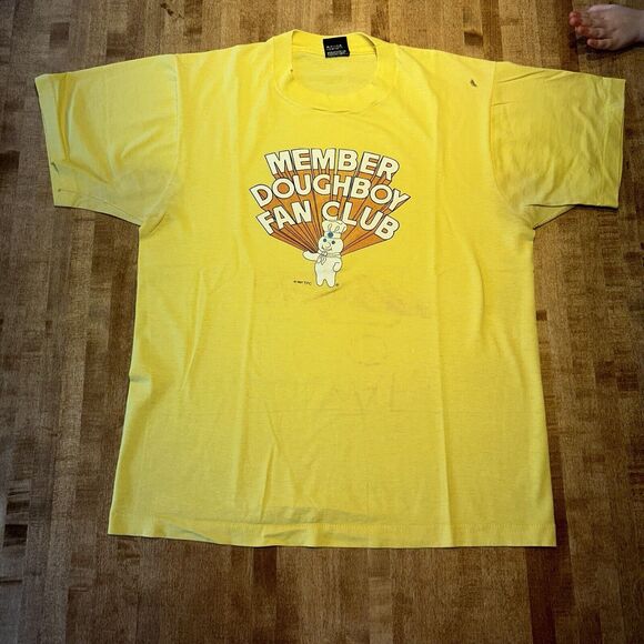 Vintage 1987 Pillsbury Doughboy Fan Club Member T shirt Yellow Men's Size Large - Picture 1 of 6
